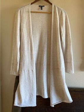 Eileen Fisher Lightweight Alpaca Mohair Beige Wool blend Cardigan